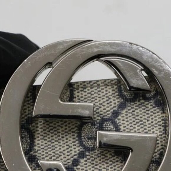 Gucci Interlocking G Belt GG Canvas Belt Size 100/40 KGDHN - Beige/Blue - Picture 5 of 15